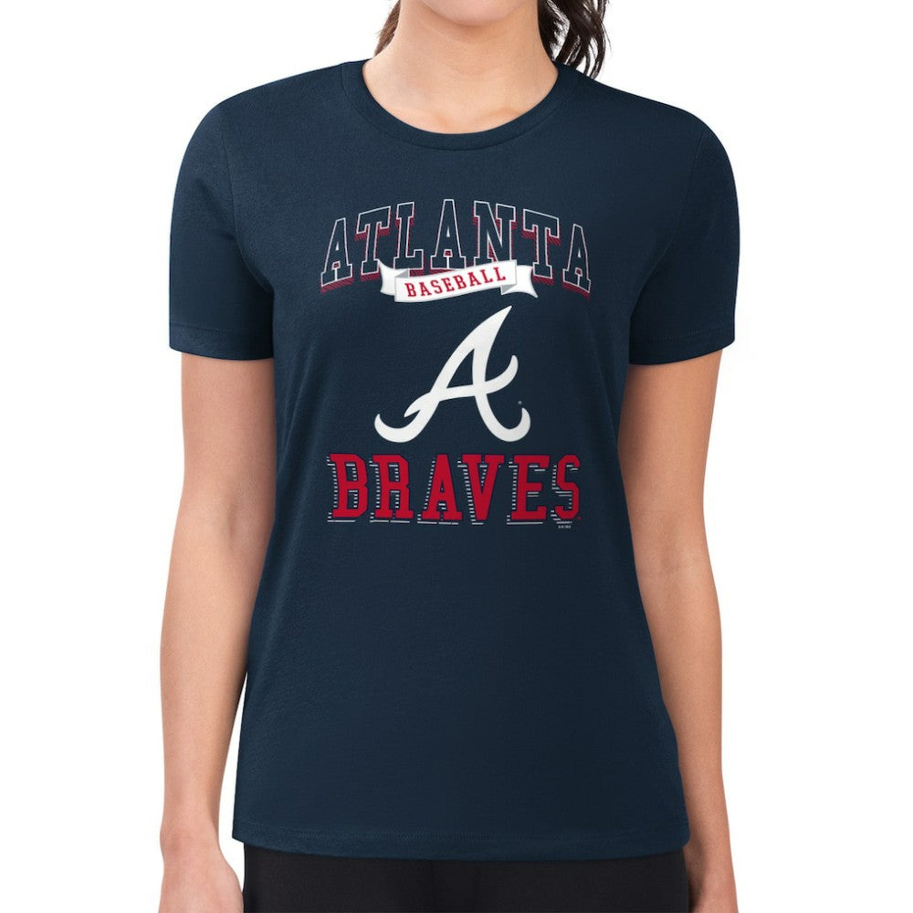 Atlanta Braves G-III 4Her by Carl Banks Women's Super-Slim Fit Lightweight Team Logo Graphic T-Shirt - Navy T-shirts