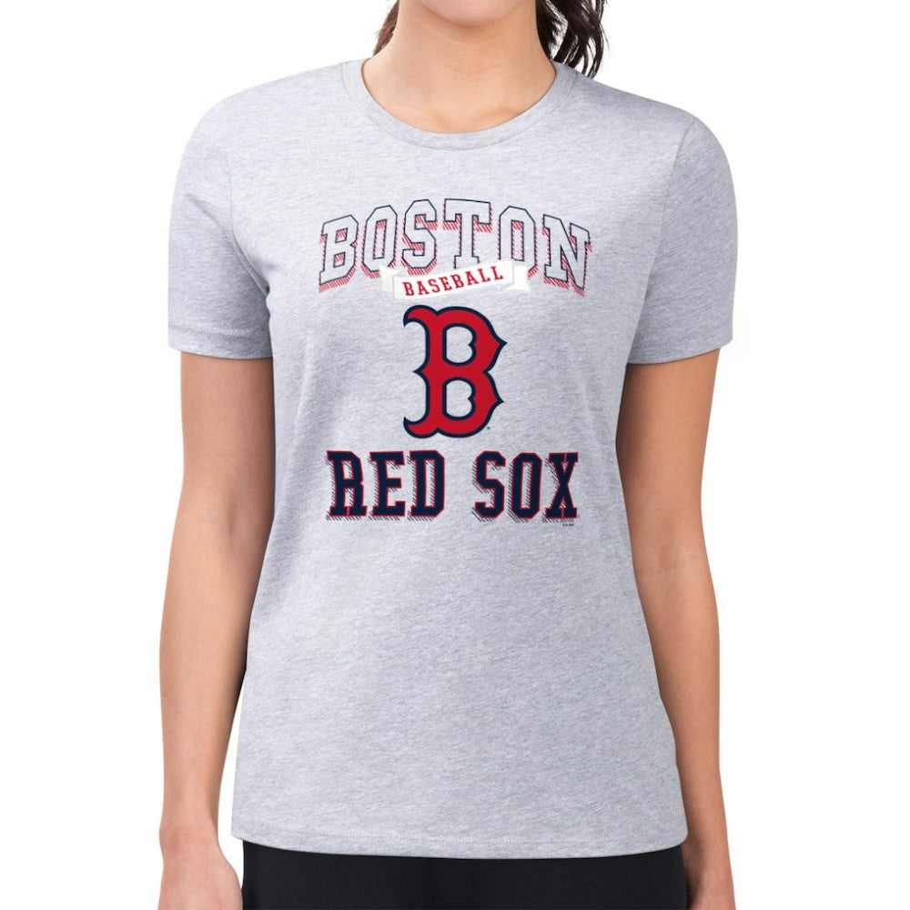 Boston Red Sox G-III 4Her by Carl Banks Women's Super-Slim Fit Lightweight Team Logo Graphic T-Shirt - Heather Gray T-shirts
