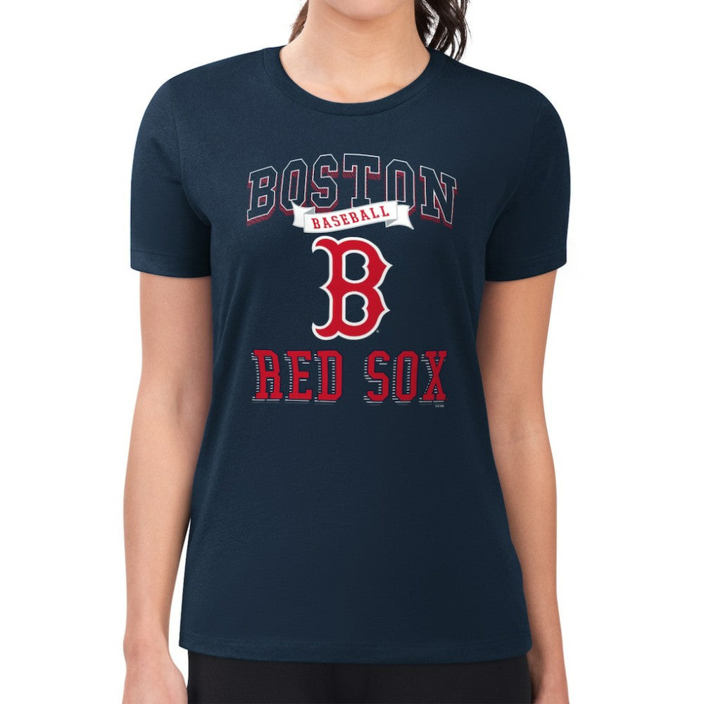 Boston Red Sox G-III 4Her by Carl Banks Women's Super-Slim Fit Lightweight Team Logo Graphic T-Shirt - Navy T-shirts