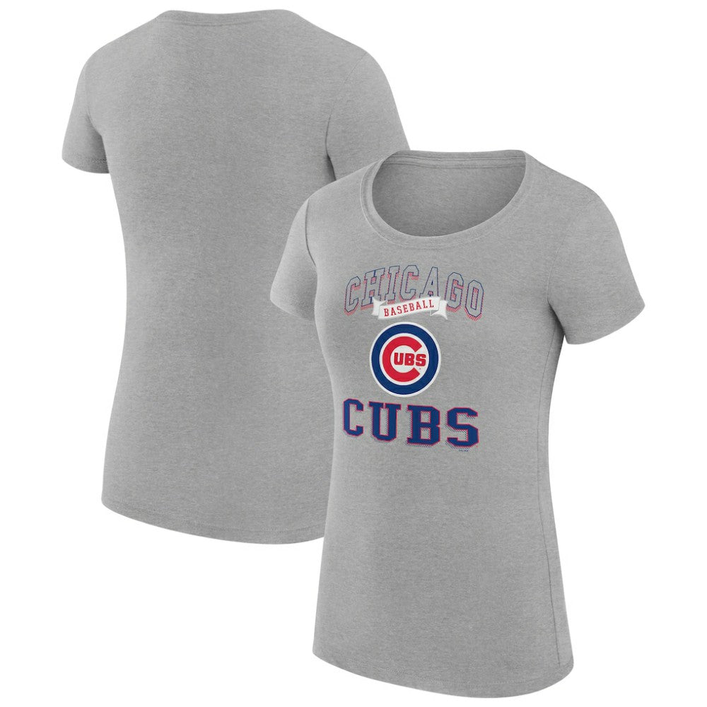 Chicago Cubs G-III 4Her by Carl Banks Women's Super-Slim Fit Lightweight Team Logo Graphic T-Shirt - Heather Gray T-shirts