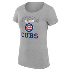 Chicago Cubs G-III 4Her by Carl Banks Women's Super-Slim Fit Lightweight Team Logo Graphic T-Shirt - Heather Gray T-shirts