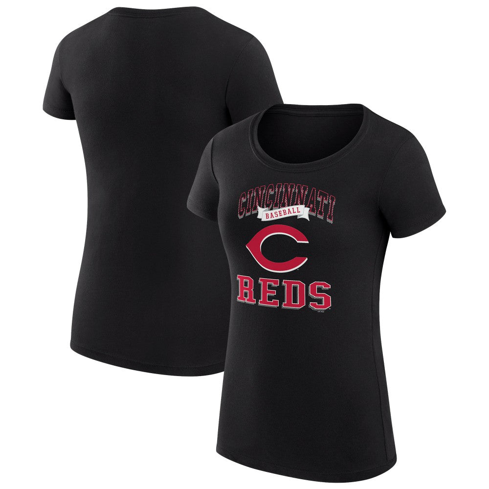 Cincinnati Reds G-III 4Her by Carl Banks Women's Super-Slim Fit Lightweight Team Logo Graphic T-Shirt - Black T-shirts