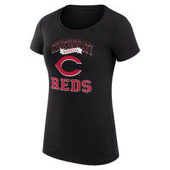Cincinnati Reds G-III 4Her by Carl Banks Women's Super-Slim Fit Lightweight Team Logo Graphic T-Shirt - Black T-shirts