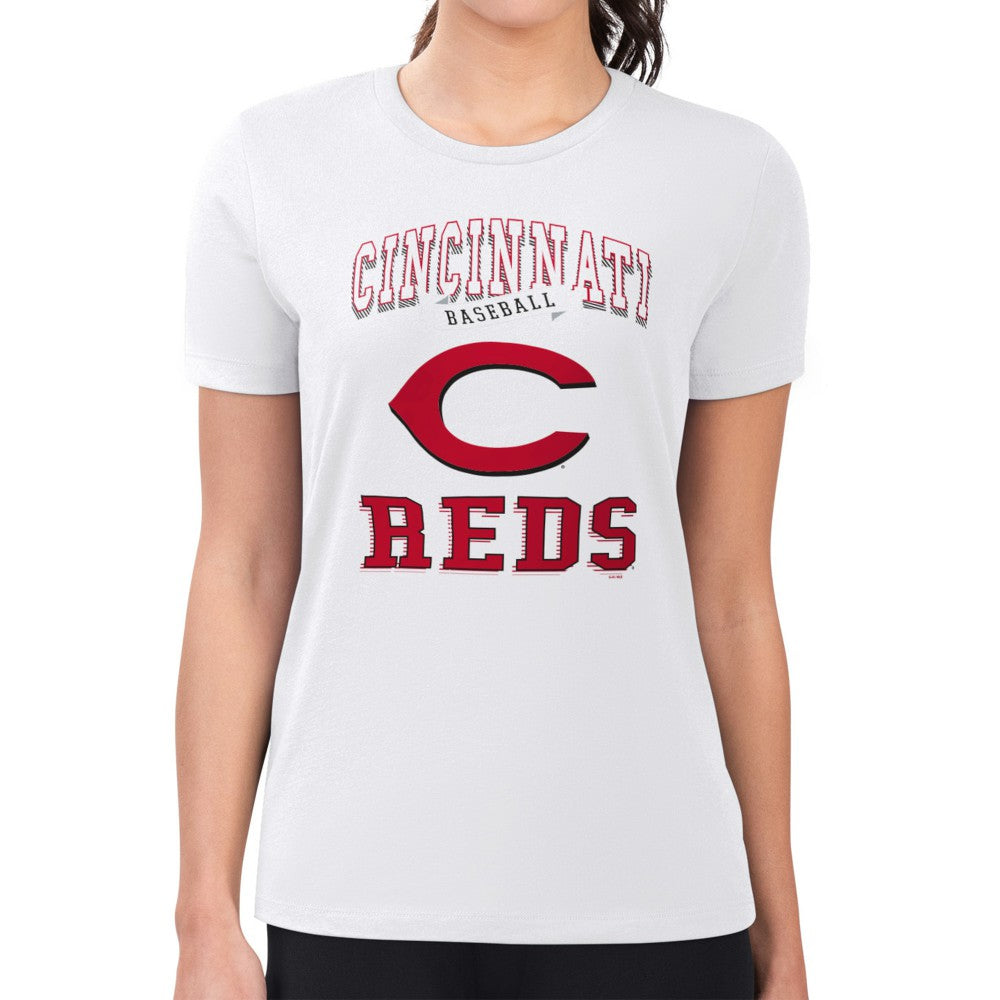 Cincinnati Reds G-III 4Her by Carl Banks Women's Super-Slim Fit Lightweight Team Logo Graphic T-Shirt - White T-shirts