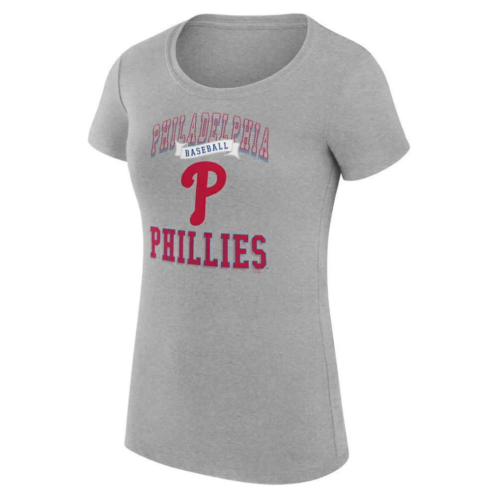 Philadelphia Phillies G-III 4Her by Carl Banks Women's Super-Slim Fit Lightweight Team Logo Graphic T-Shirt - Heather Gray T-shirts