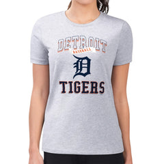 Detroit Tigers G-III 4Her by Carl Banks Women's Super-Slim Fit Lightweight Team Logo Graphic T-Shirt - Heather Gray T-shirts