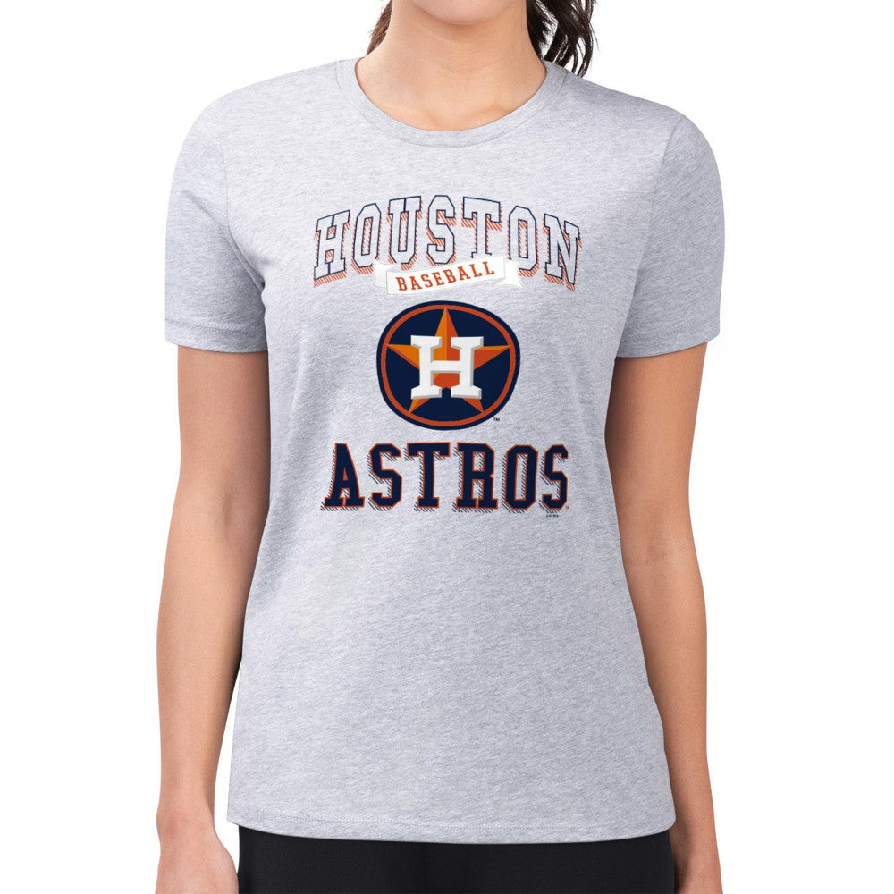 Houston Astros G-III 4Her by Carl Banks Women's Super-Slim Fit Lightweight Team Logo Graphic T-Shirt - Heather Gray T-shirts