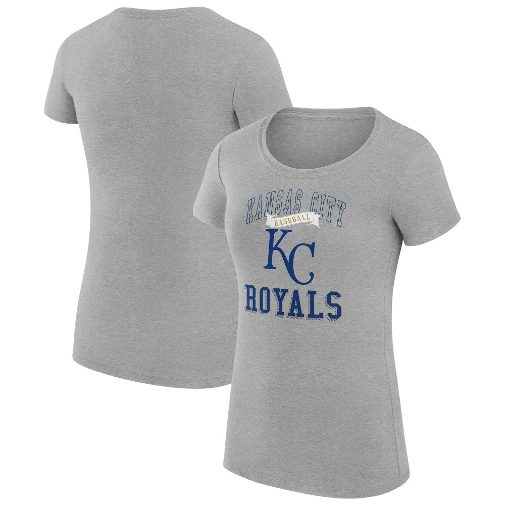 Kansas City Royals G-III 4Her by Carl Banks Women's Super-Slim Fit Lightweight Team Logo Graphic T-Shirt - Heather Gray T-shirts