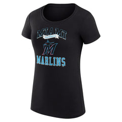 Miami Marlins G-III 4Her by Carl Banks Women's Super-Slim Fit Lightweight Team Logo Graphic T-Shirt - Black T-shirts