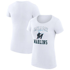 Miami Marlins G-III 4Her by Carl Banks Women's Super-Slim Fit Lightweight Team Logo Graphic T-Shirt - White T-shirts