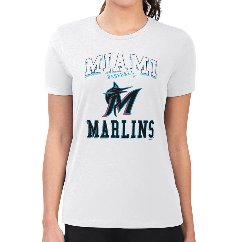 Miami Marlins G-III 4Her by Carl Banks Women's Super-Slim Fit Lightweight Team Logo Graphic T-Shirt - White T-shirts