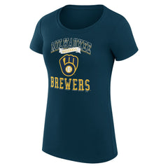 Milwaukee Brewers G-III 4Her by Carl Banks Women's Super-Slim Fit Lightweight Team Logo Graphic T-Shirt - Navy T-shirts