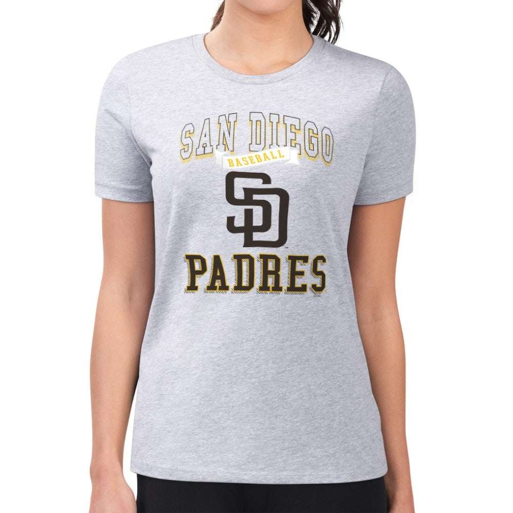 San Diego Padres G-III 4Her by Carl Banks Women's Super-Slim Fit Lightweight Team Logo Graphic T-Shirt - Heather Gray T-shirts