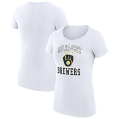 Milwaukee Brewers G-III 4Her by Carl Banks Women's Super-Slim Fit Lightweight Team Logo Graphic T-Shirt - White T-shirts