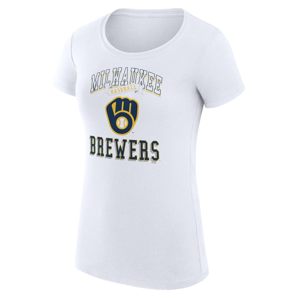 Milwaukee Brewers G-III 4Her by Carl Banks Women's Super-Slim Fit Lightweight Team Logo Graphic T-Shirt - White T-shirts