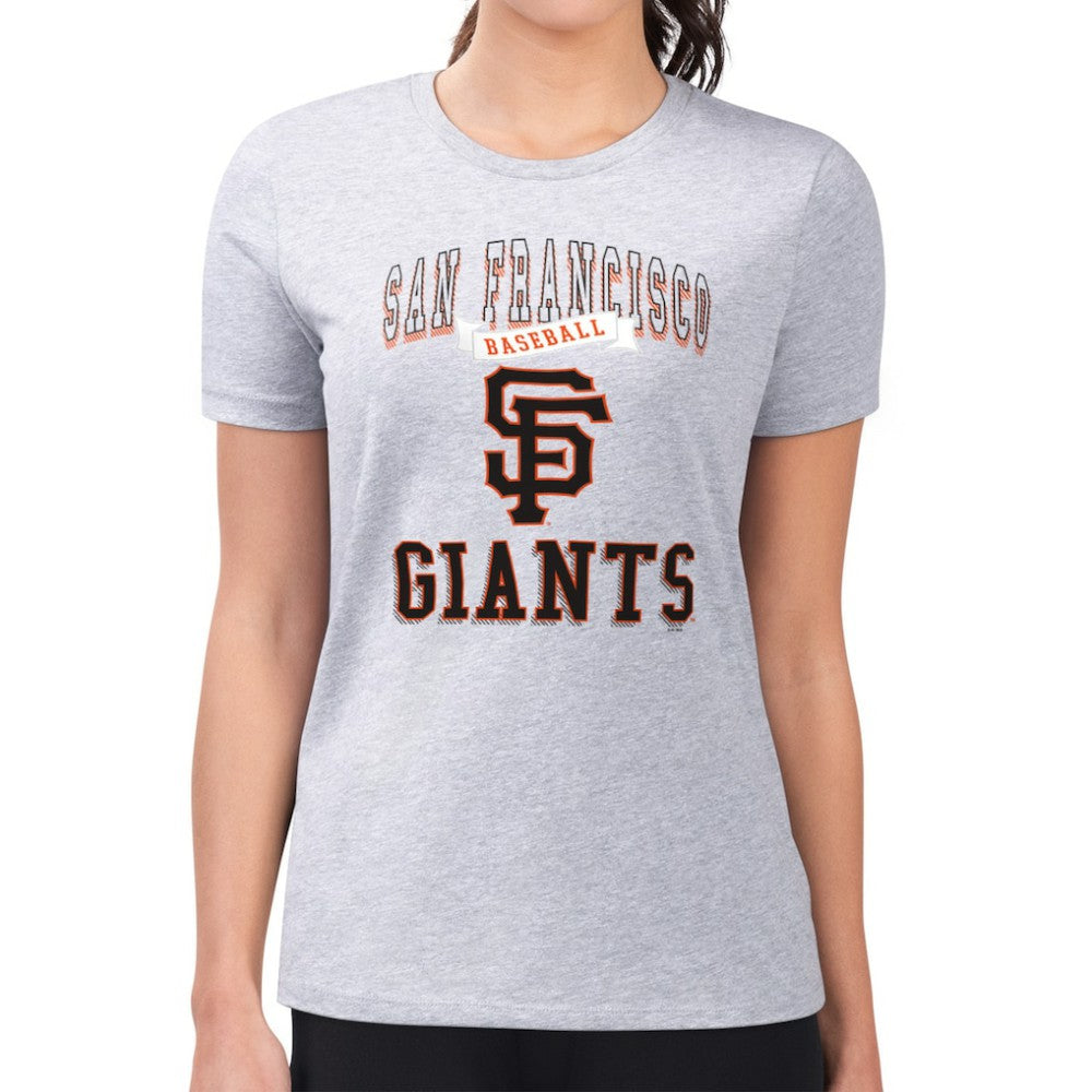San Francisco Giants G-III 4Her by Carl Banks Women's Super-Slim Fit Lightweight Team Logo Graphic T-Shirt - Heather Gray T-shirts