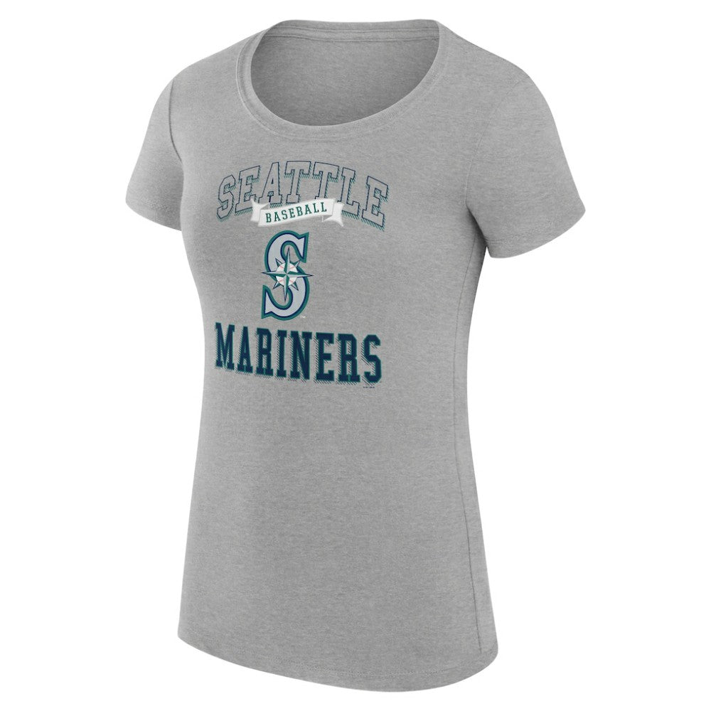 Seattle Mariners G-III 4Her by Carl Banks Women's Super-Slim Fit Lightweight Team Logo Graphic T-Shirt - Heather Gray T-shirts