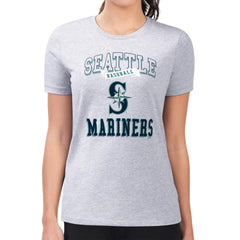 Seattle Mariners G-III 4Her by Carl Banks Women's Super-Slim Fit Lightweight Team Logo Graphic T-Shirt - Heather Gray T-shirts