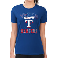 Texas Rangers G-III 4Her by Carl Banks Women's Super-Slim Fit Lightweight Team Logo Graphic T-Shirt - Royal T-shirts