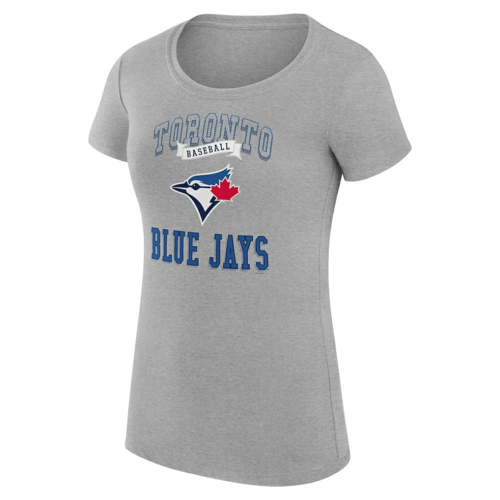 Toronto Blue Jays G-III 4Her by Carl Banks Women's Super-Slim Fit Lightweight Team Logo Graphic T-Shirt - Heather Gray T-shirts