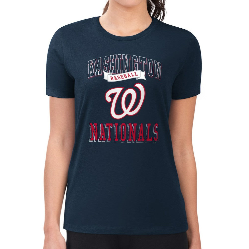 Washington Nationals G-III 4Her by Carl Banks Women's Super-Slim Fit Lightweight Team Logo Graphic T-Shirt - Navy T-shirts