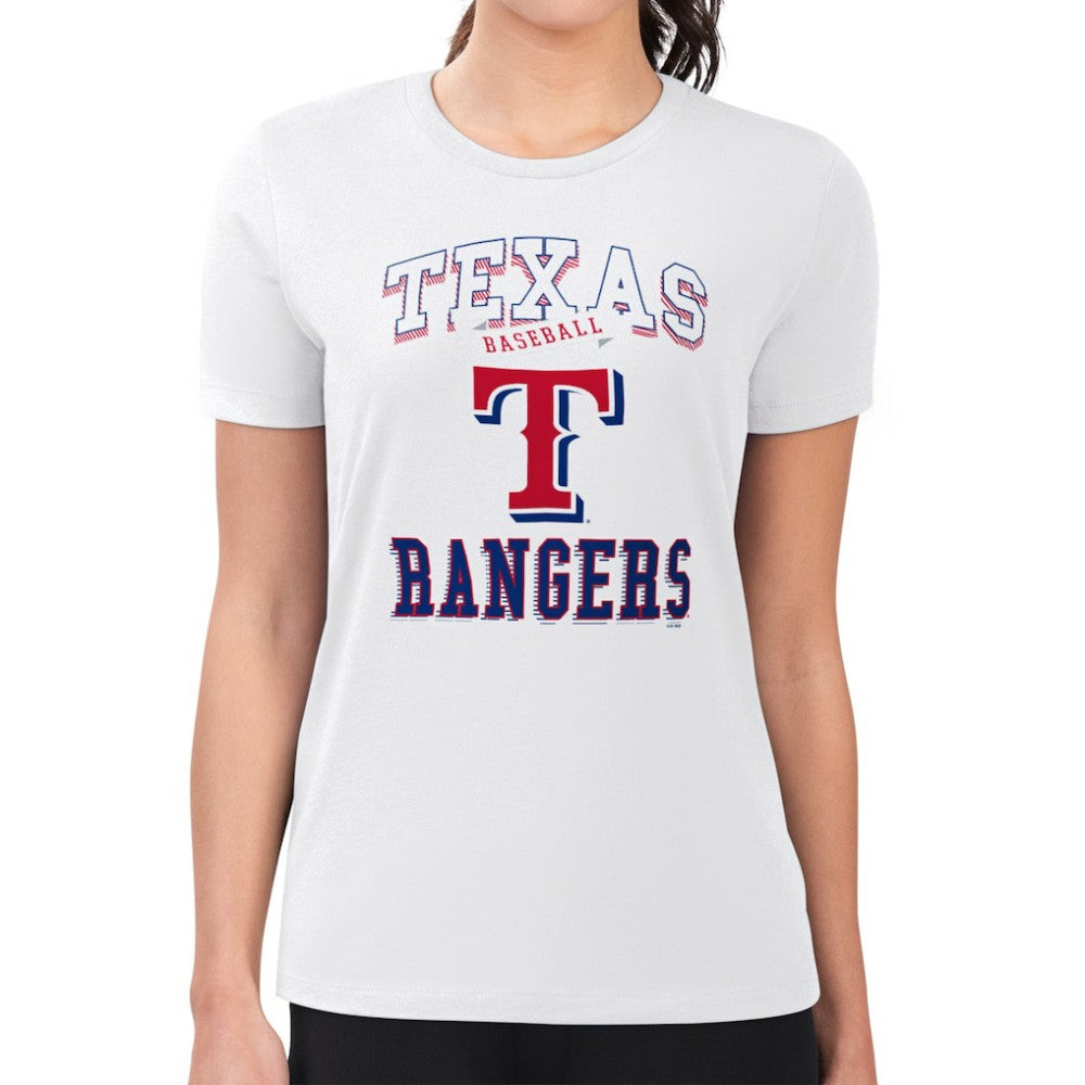 Texas Rangers G-III 4Her by Carl Banks Women's Super-Slim Fit Lightweight Team Logo Graphic T-Shirt - White T-shirts