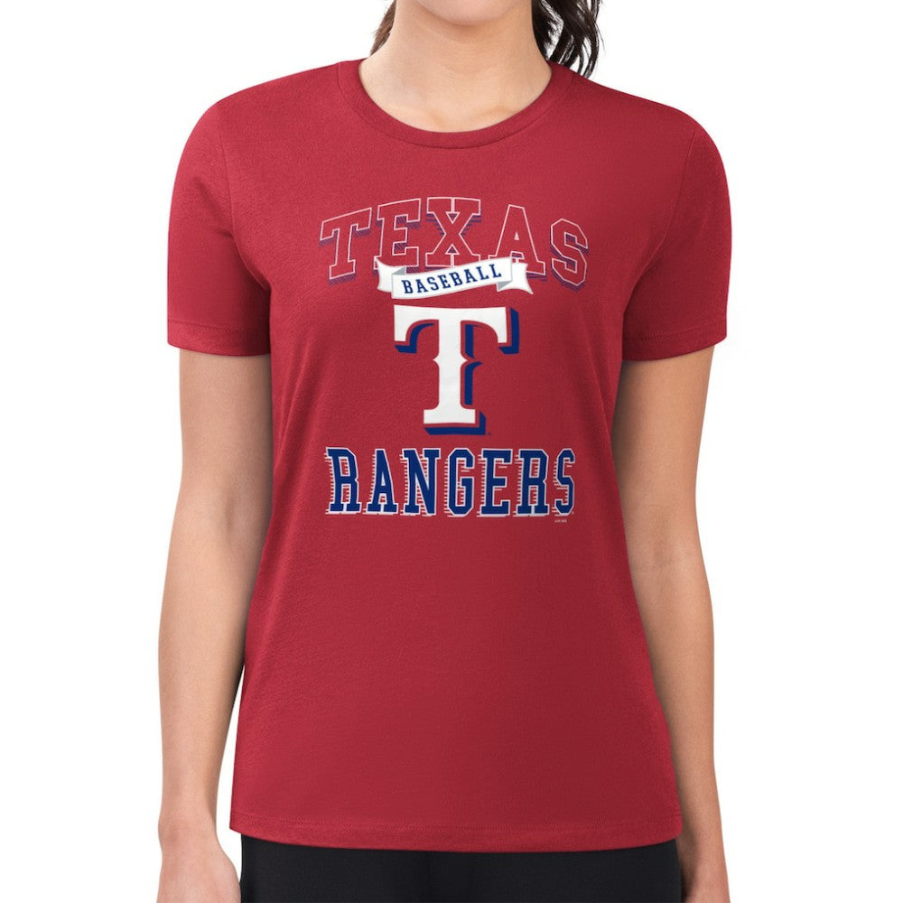 Texas Rangers G-III 4Her by Carl Banks Women's Super-Slim Fit Lightweight Team Logo Graphic T-Shirt - Red T-shirts