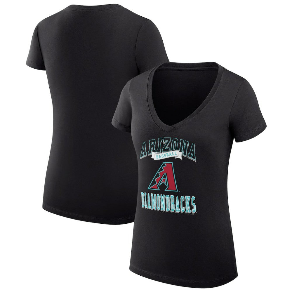 Arizona Diamondbacks G-III 4Her by Carl Banks Women's Super-Slim Fit Lightweight Team Logo Graphic V-Neck T-Shirt - Black T-shirts