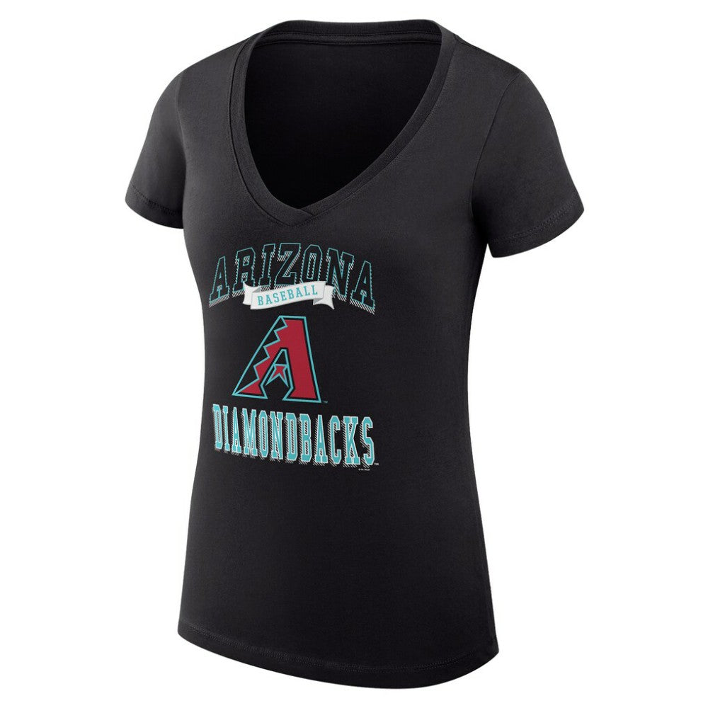 Arizona Diamondbacks G-III 4Her by Carl Banks Women's Super-Slim Fit Lightweight Team Logo Graphic V-Neck T-Shirt - Black T-shirts