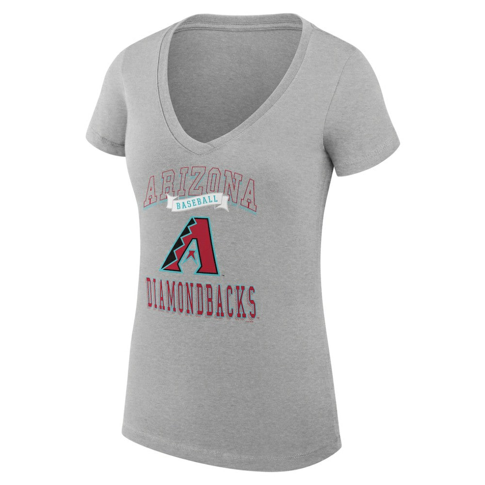 Arizona Diamondbacks G-III 4Her by Carl Banks Women's Super-Slim Fit Lightweight Team Logo Graphic V-Neck T-Shirt - Heather Gray T-shirts