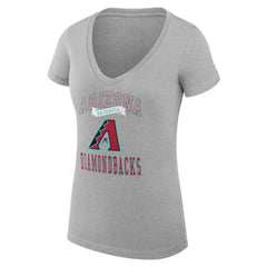 Arizona Diamondbacks G-III 4Her by Carl Banks Women's Super-Slim Fit Lightweight Team Logo Graphic V-Neck T-Shirt - Heather Gray T-shirts