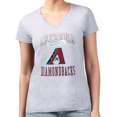 Arizona Diamondbacks G-III 4Her by Carl Banks Women's Super-Slim Fit Lightweight Team Logo Graphic V-Neck T-Shirt - Heather Gray T-shirts