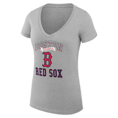 Boston Red Sox G-III 4Her by Carl Banks Women's Super-Slim Fit Lightweight Team Logo Graphic V-Neck T-Shirt - Heather Gray T-shirts