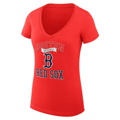 Boston Red Sox G-III 4Her by Carl Banks Women's Super-Slim Fit Lightweight Team Logo Graphic V-Neck T-Shirt - Red T-shirts