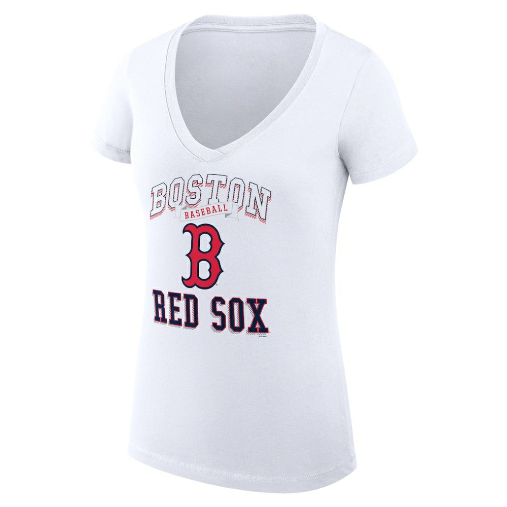 Boston Red Sox G-III 4Her by Carl Banks Women's Super-Slim Fit Lightweight Team Logo Graphic V-Neck T-Shirt - White T-shirts