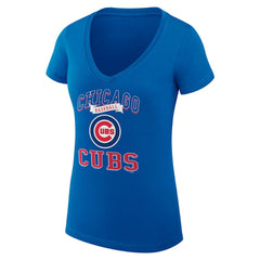 Chicago Cubs G-III 4Her by Carl Banks Women's Super-Slim Fit Lightweight Team Logo Graphic V-Neck T-Shirt - Royal T-shirts