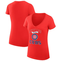 Chicago Cubs G-III 4Her by Carl Banks Women's Super-Slim Fit Lightweight Team Logo Graphic V-Neck T-Shirt - Red T-shirts