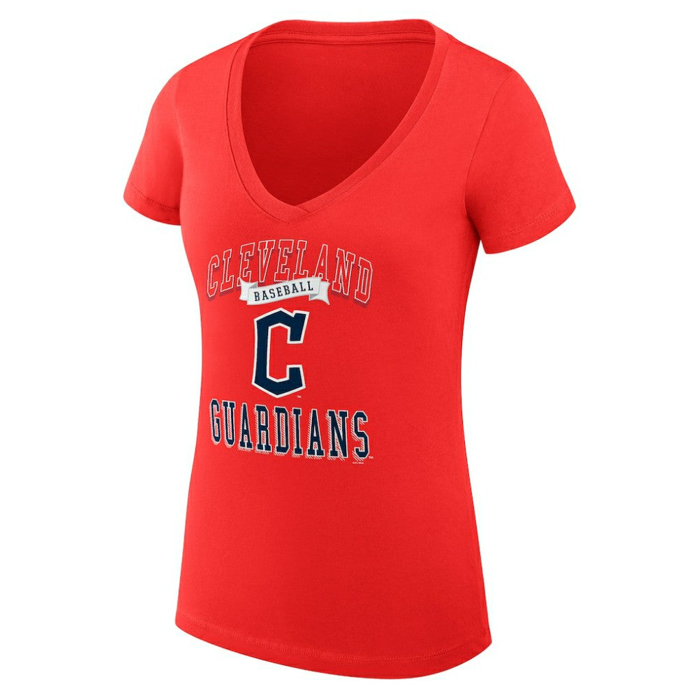 Cleveland Guardians G-III 4Her by Carl Banks Women's Super-Slim Fit Lightweight Team Logo Graphic V-Neck T-Shirt - Red T-shirts
