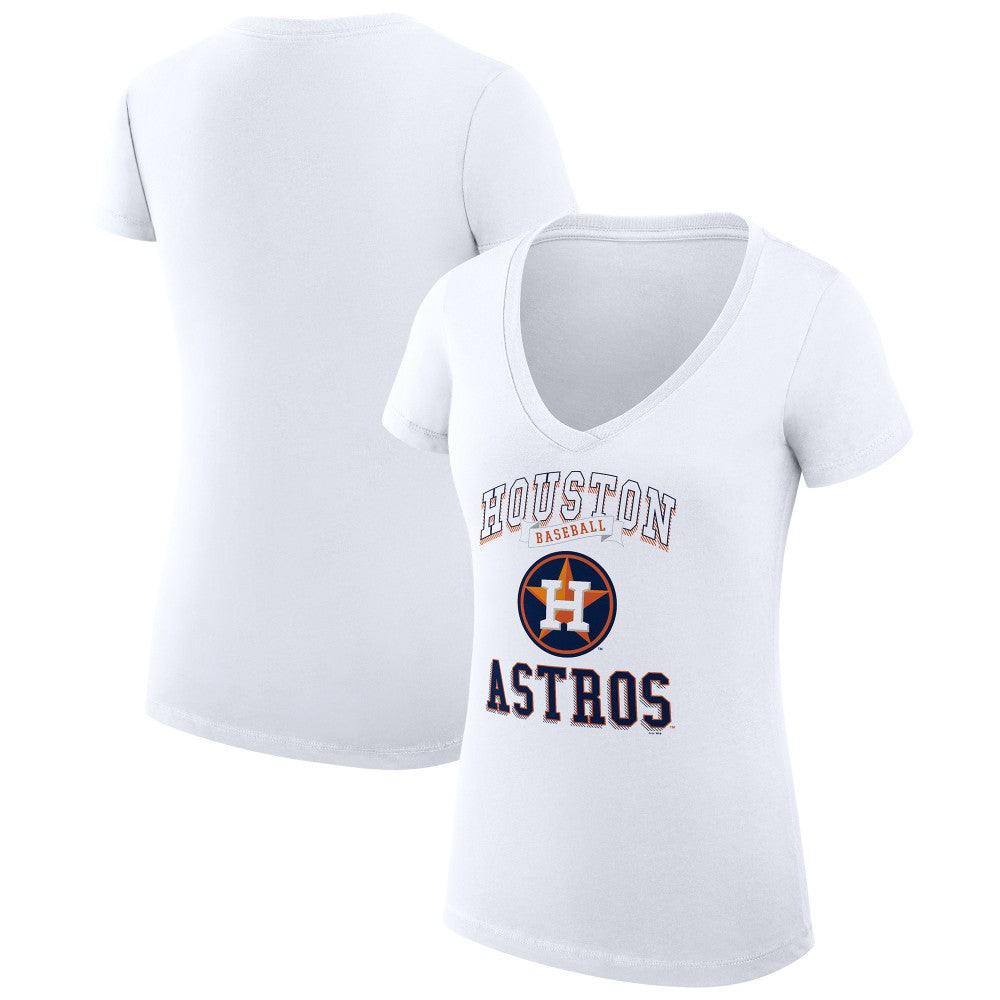 Houston Astros G-III 4Her by Carl Banks Women's Super-Slim Fit Lightweight Team Logo Graphic V-Neck T-Shirt - White T-shirts