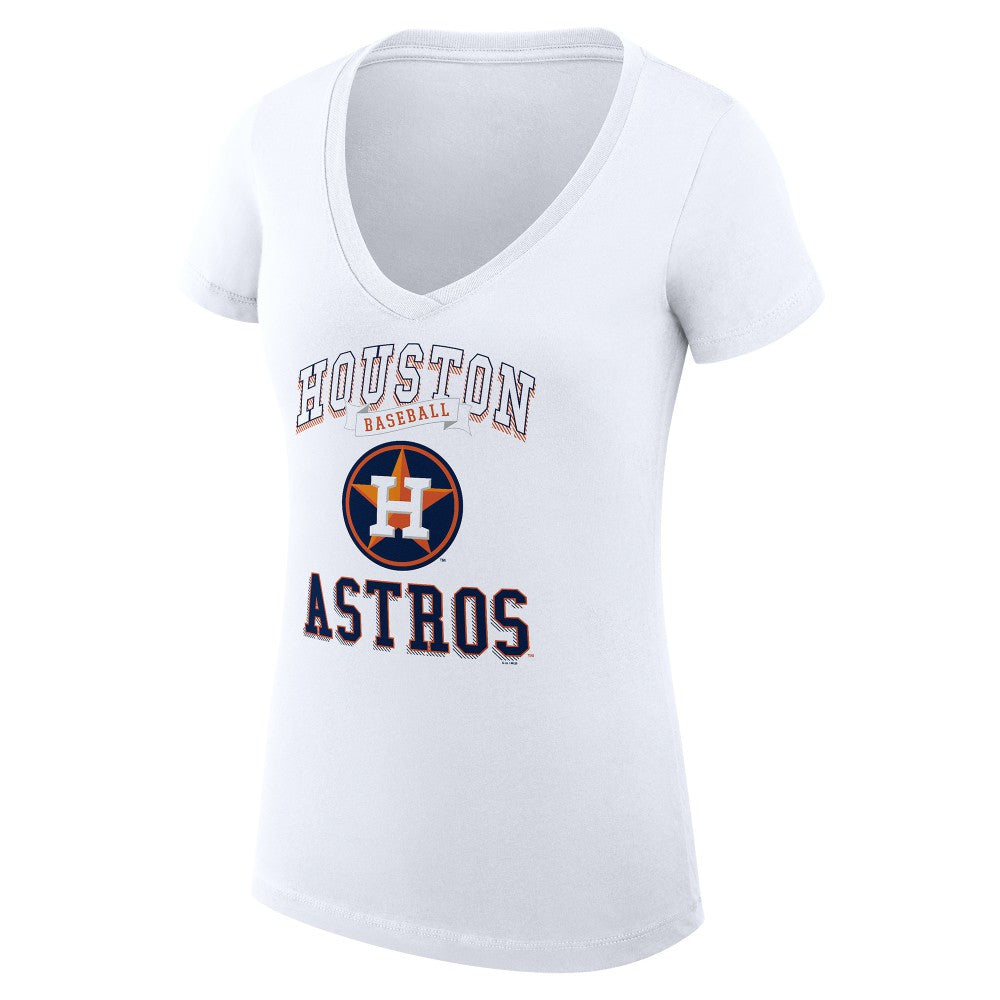 Houston Astros G-III 4Her by Carl Banks Women's Super-Slim Fit Lightweight Team Logo Graphic V-Neck T-Shirt - White T-shirts