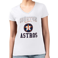Houston Astros G-III 4Her by Carl Banks Women's Super-Slim Fit Lightweight Team Logo Graphic V-Neck T-Shirt - White T-shirts