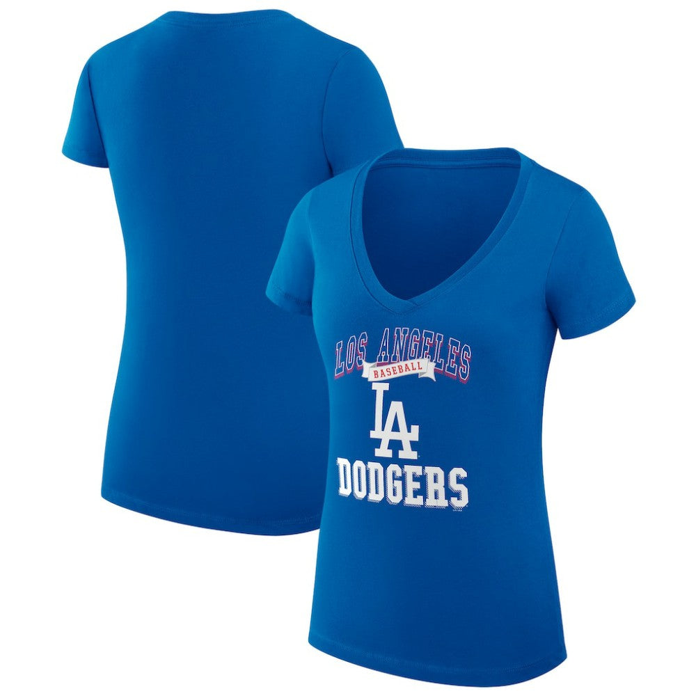 Los Angeles Dodgers G-III 4Her by Carl Banks Women's Super-Slim Fit Lightweight Team Logo Graphic V-Neck T-Shirt - Royal T-shirts
