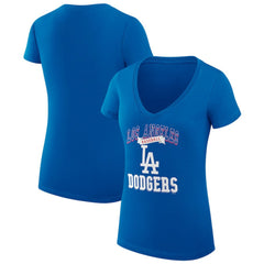 Los Angeles Dodgers G-III 4Her by Carl Banks Women's Super-Slim Fit Lightweight Team Logo Graphic V-Neck T-Shirt - Royal T-shirts
