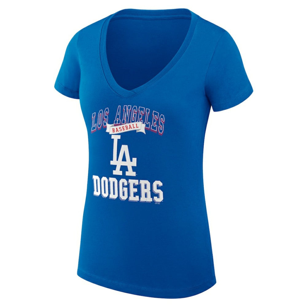Los Angeles Dodgers G-III 4Her by Carl Banks Women's Super-Slim Fit Lightweight Team Logo Graphic V-Neck T-Shirt - Royal T-shirts