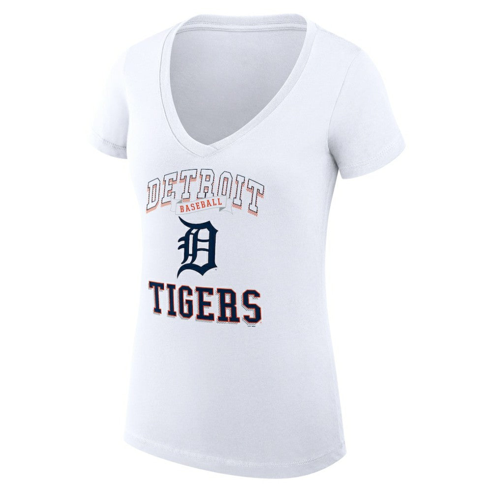 Detroit Tigers G-III 4Her by Carl Banks Women's Super-Slim Fit Lightweight Team Logo Graphic V-Neck T-Shirt - White T-shirts