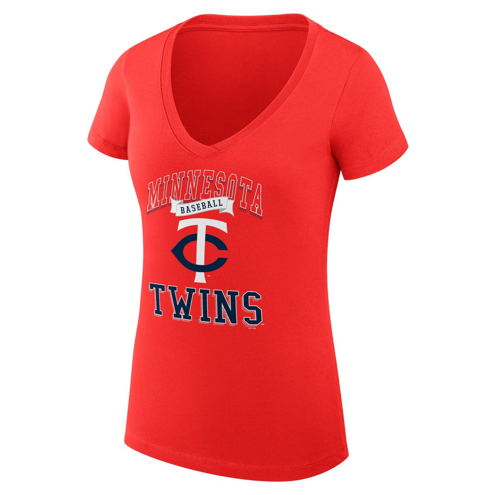 Minnesota Twins G-III 4Her by Carl Banks Women's Super-Slim Fit Lightweight Team Logo Graphic V-Neck T-Shirt - Red T-shirts