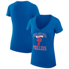Philadelphia Phillies G-III 4Her by Carl Banks Women's Super-Slim Fit Lightweight Team Logo Graphic V-Neck T-Shirt - Royal T-shirts