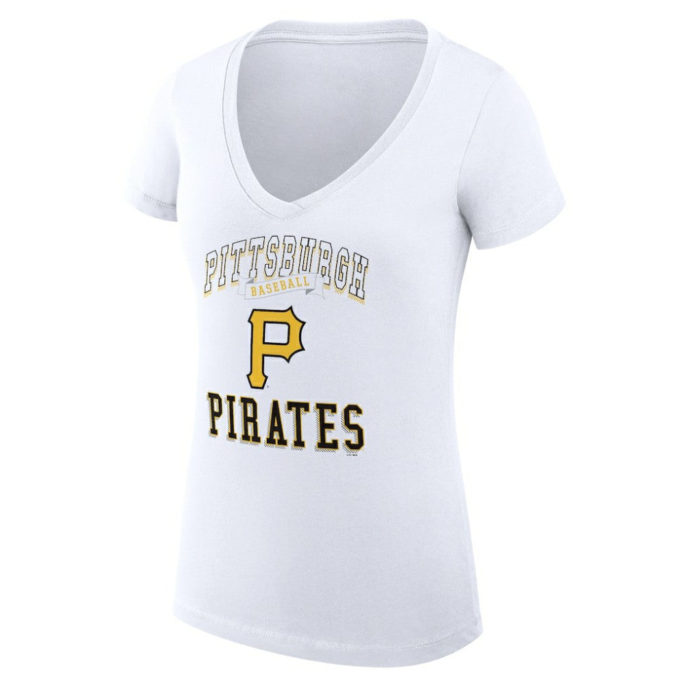 Pittsburgh Pirates G-III 4Her by Carl Banks Women's Super-Slim Fit Lightweight Team Logo Graphic V-Neck T-Shirt - White T-shirts