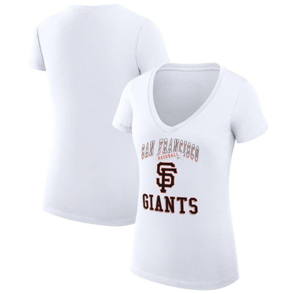 San Francisco Giants G-III 4Her by Carl Banks Women's Super-Slim Fit Lightweight Team Logo Graphic V-Neck T-Shirt - White T-shirts