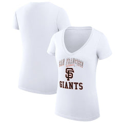 San Francisco Giants G-III 4Her by Carl Banks Women's Super-Slim Fit Lightweight Team Logo Graphic V-Neck T-Shirt - White T-shirts
